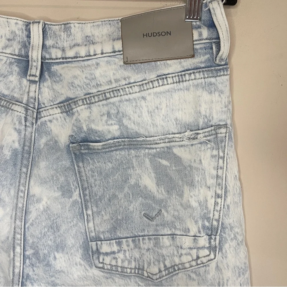 HUDSON Men’s Reese Straight Leg White Acid Wash Jean, Size 30